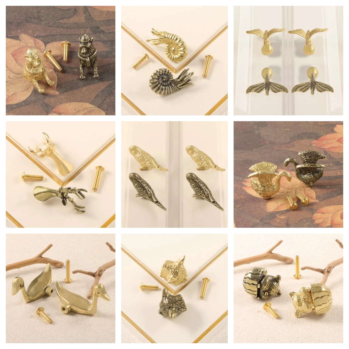 Brass goose animal cupboard door handle bedroom door drawer copper handle