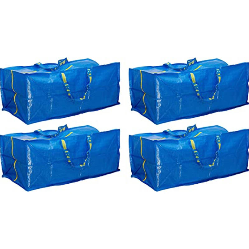 Custom Logo Heavy Duty Blue PP Woven Large Shopping Bag Moving Polypropylene Bags Tote Bag for Carrier Storage Organizer