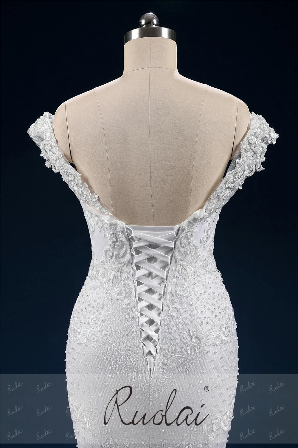 PWD-H1081 Luxury Crystal and pearls Applique Bridal Mermaid Off Shoulder Wedding Dresses