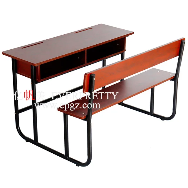 Hot Sale School Furniture Wooden Double Seat Desk and Chair Set for Student