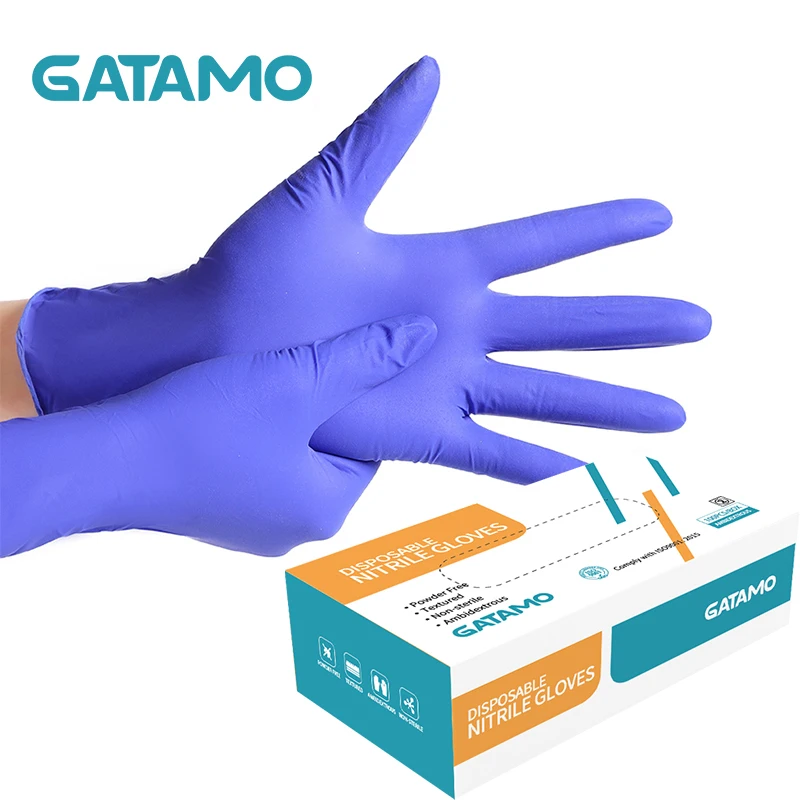 
C3 Gatamo 100 pcs Guantes Thick Nitrile Golves Custom Bulk Nitrile Exam Examination Gloves China Dental Gloves without powder 