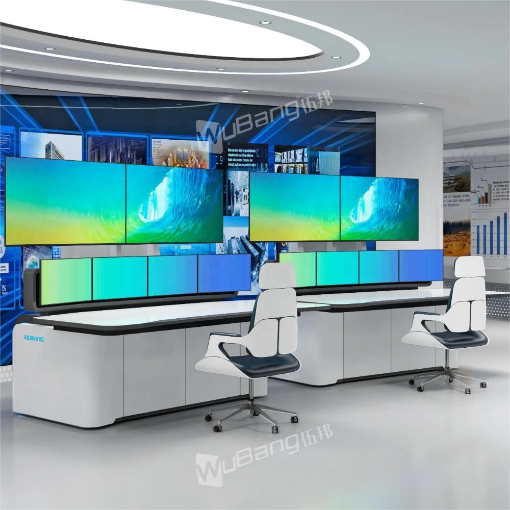 Modular Customized Operator Console Desk IT & Cyber Alert Monitoring Room Console Control Room Furniture