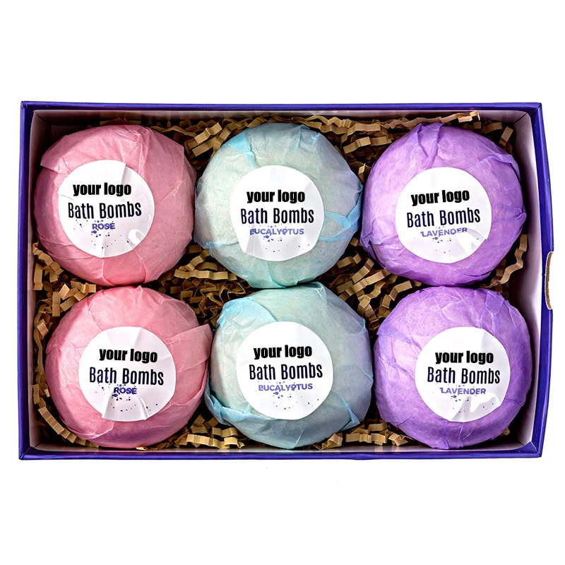 Wholesale Custom Handmade Maker Private Label Colorful Bubble Fizzy Supplies Organic Bath Bombs Set