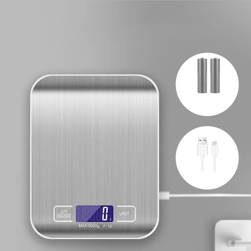 High Accuracy 5kg Digital Kitchen Scale Stainless Steel Glass LED Display Smart Food Measuring Tool Most Popular in Kitchen