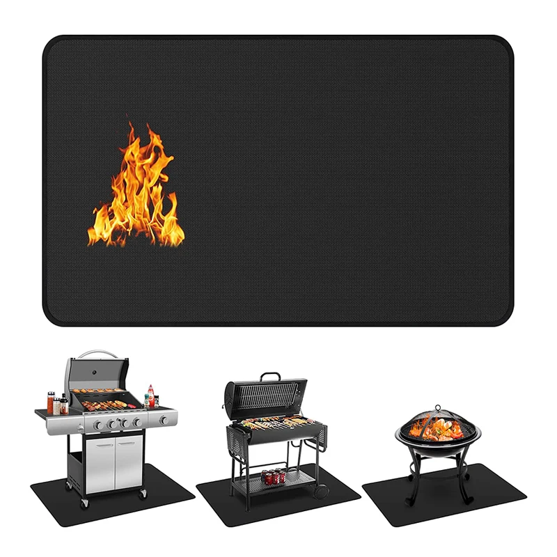 Deck Patio Protect Fireproof Bbq Ground Mat Fibreglass Fire Pit Grill Mat