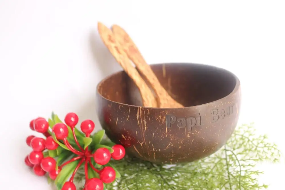 Customized Logo Customized Packing Handmade Coconut Bowls Natural Coco Shell Bowl