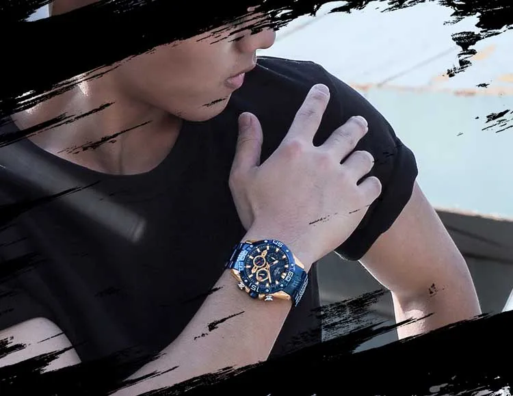 NAVIFORCE NF8019 high quality made in china men hour stylish Stainless steel  band waterproof watch character Casual wrist watch