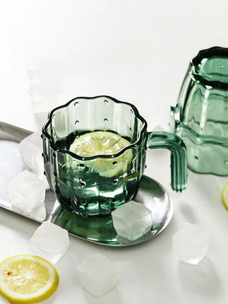 Nordic Style 4PCS Fairy Palm Glass Water Cup Heat-resistant Tea Set Household Glass Water Cup