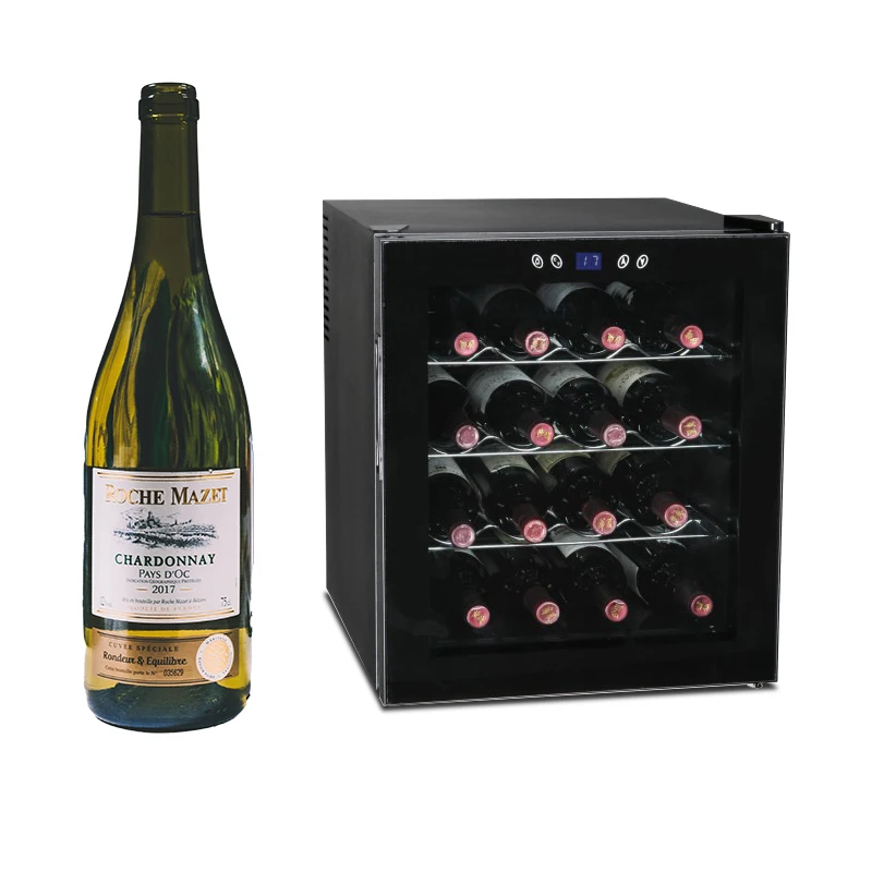 16 Bottle Single Door Thermoelectric Wine Cellar Refrigerator with Touch Screen Temperature Control Door