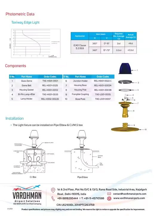 Halogen Aviation Obstruction Lights for Airports/Taxiways Blue/Green Emitting LED/AR111 Base Type