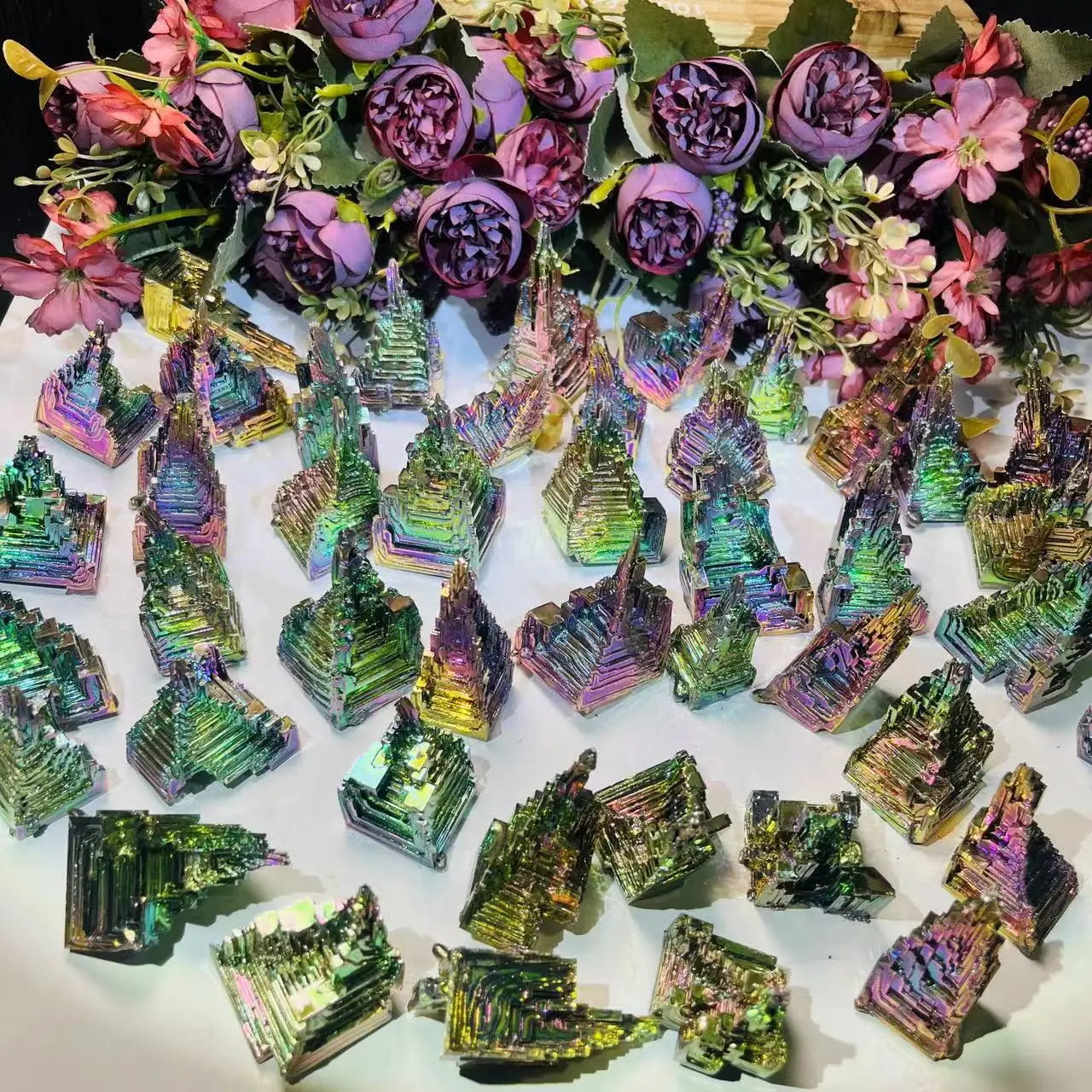 Wholesale High Quality  Carved Crystal Gemstone Bismuth Ore Tower  for Decoration