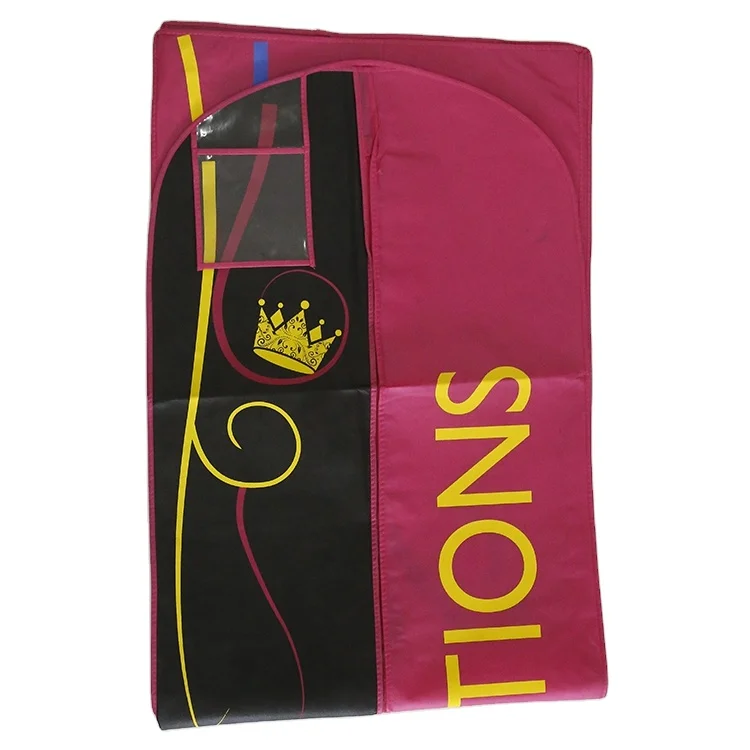 Customized Non Woven Breathable  Wedding garment bag with pockets wedding gown garment bag
