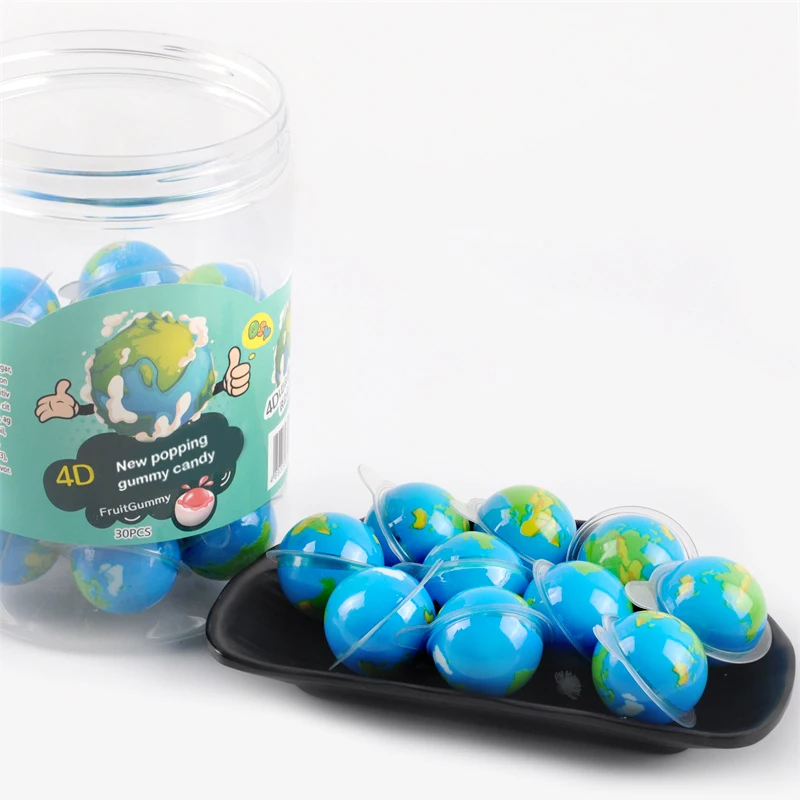 Wholesale New Popping 4D eyeball gummy Sweet gummy plant Earth Shaped CUSTOM SWEET Gummy Candies CANDY BALL