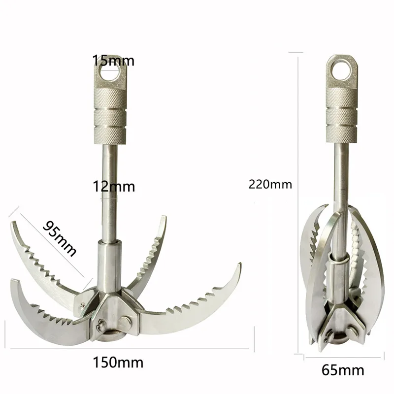 Stainless steel four climbing claws large size folding grappling hook camping hiking tree rock mountain climbing hook