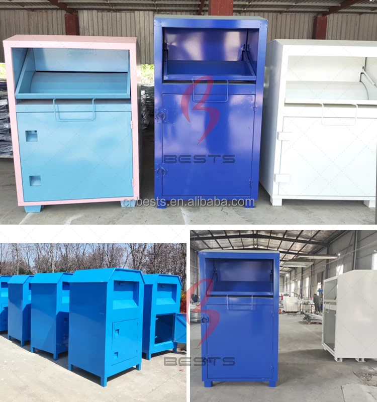 Manufacturer low price 10- 24 gauge galvanized steel different size clothing books donation bins