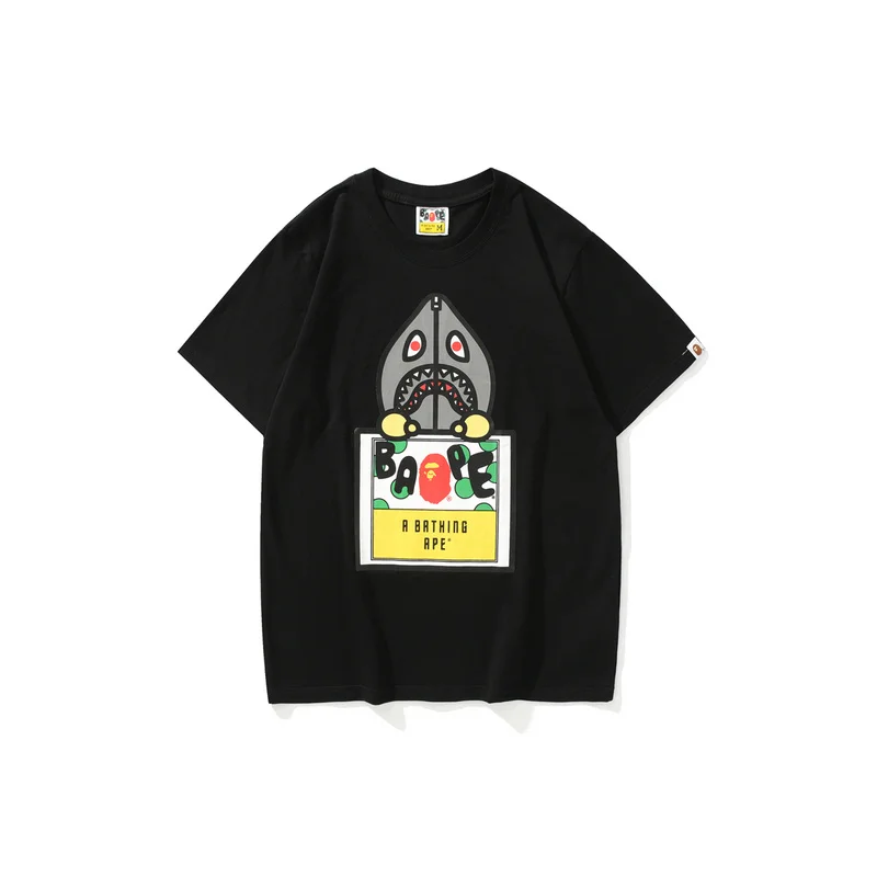 2022 Hot Sale New Fashion  T Shirt Shark Head Yellow Sign T-shirt For Men And Women With Asian Size