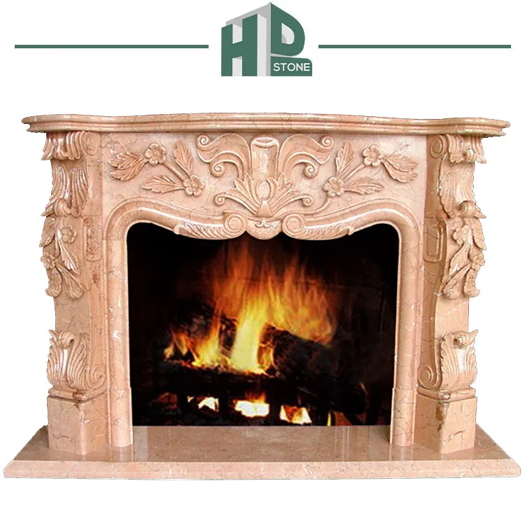 Real stone Indoor Hand Carved Cultured Natural Marble Fireplace Surround Stone Fireplaces