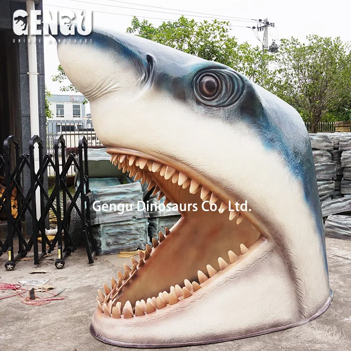 Realistic Fiberglass Animal Shark head Sculpture