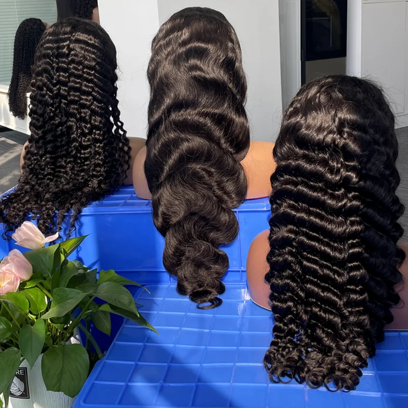 Wholesale Malaysian Curly Deepwave Full Lace Wig,Baby Natural Afro Hair Wig,100% Remy 40 Inch Full Lace Wig