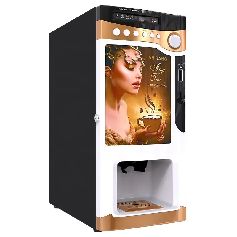 Hot Selling Fully Automatic Commercial Premixed Drink Bean To Cup Coin Payment Touch Screen Control Coffee Vending Machine