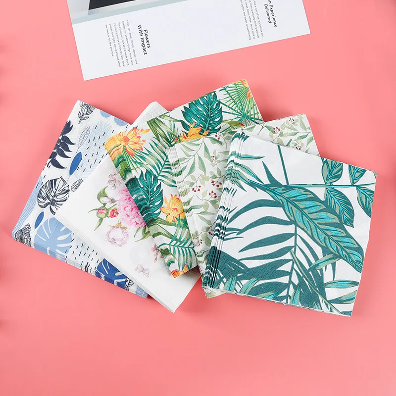 Custom Color Printed Folding Napkins Hotel Cafe Party Wedding Decoration Square Tissue Napkins