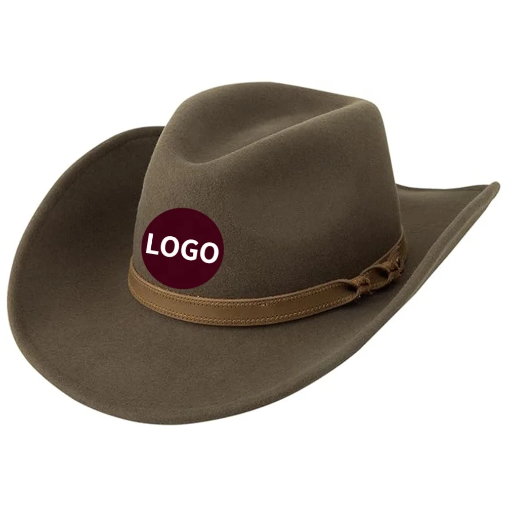 OEM ODM buy promotional manufacturing designer wooly distressed wool felt cowboy hat with custom logo for men