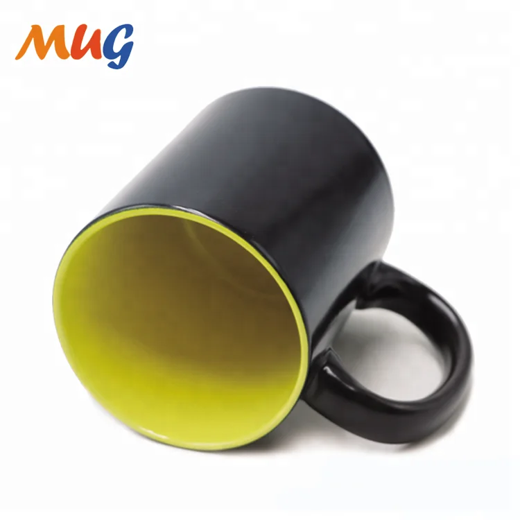 11oz ceramic black magic color changing sublimation mug cup with inner color