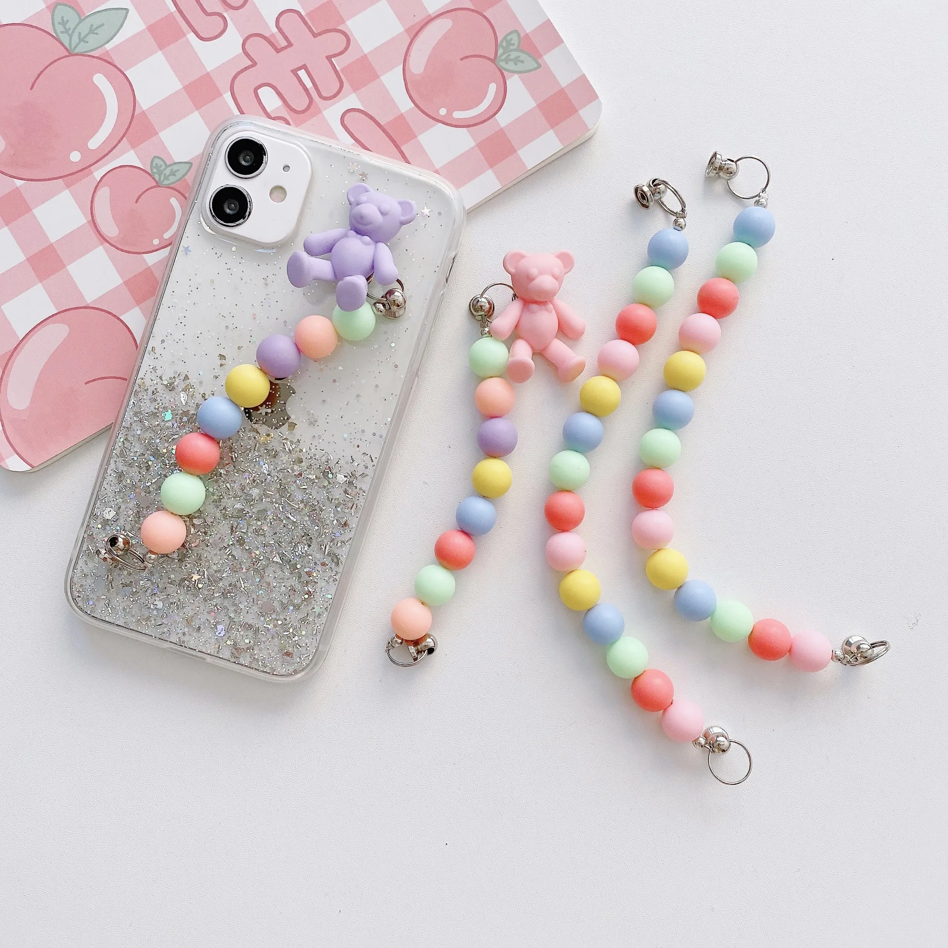 Resin phone case colorful bead chain trendy and fashionable notebook accessories
