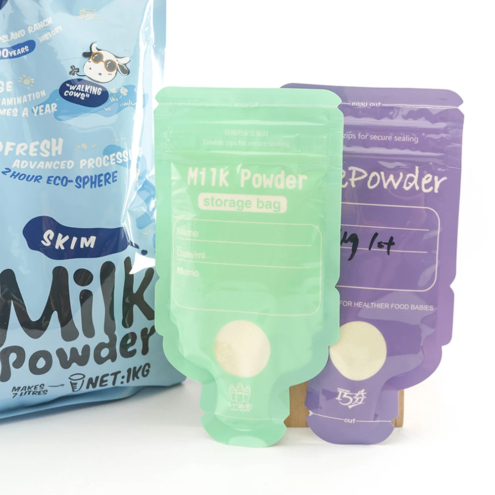 Custom Pre-Sealed Portable BPA Free Double Zipper Leak Proof Easy Tear Powdered Milk Storage Bag