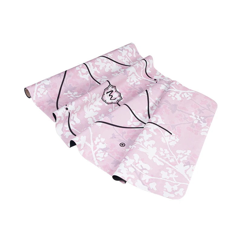 Wholesale Natural Tree Rubber Suede Yoga Mats Sustainable Gym Exercise Fitness Printed Pink Green Blue Yellow Marble Round Pad