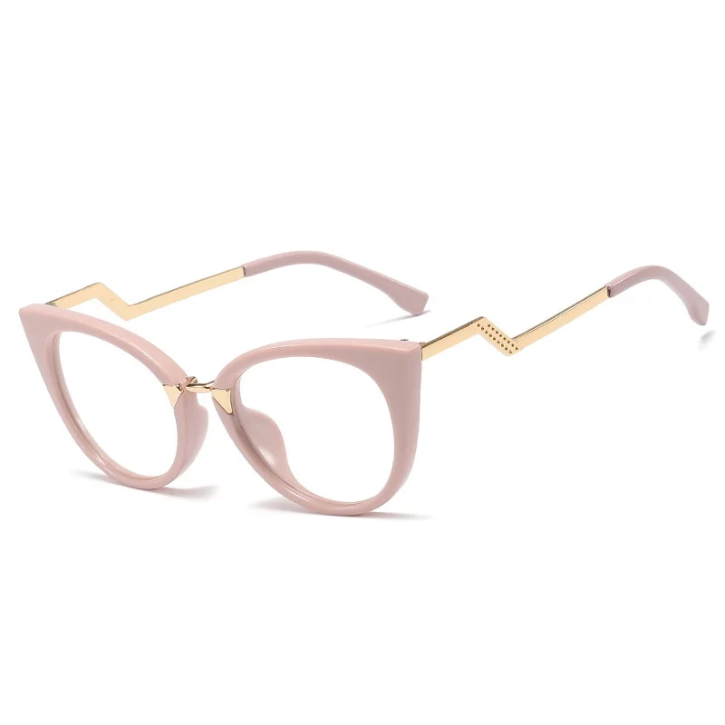 97398Stylish large frame personality anti-blue Light glasses TR90 true film dazzling plain glass frame cat eye optical eyewear