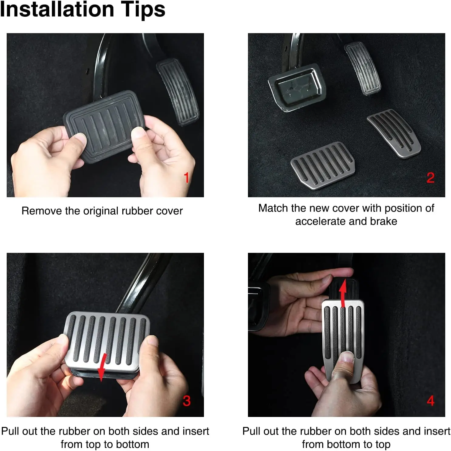 Non-Slip Performance Aluminum Brake & Accelerator Foot Pedal Pads Set Pedal Cover for Tesla Model Y Model 3 2024 Highland