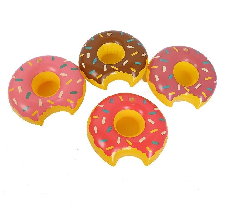 Inflatable Donut Drink Holder 3 Pack Drink Pool Floats Cup Holders for Summer Pool Party Variety Shape to Choose
