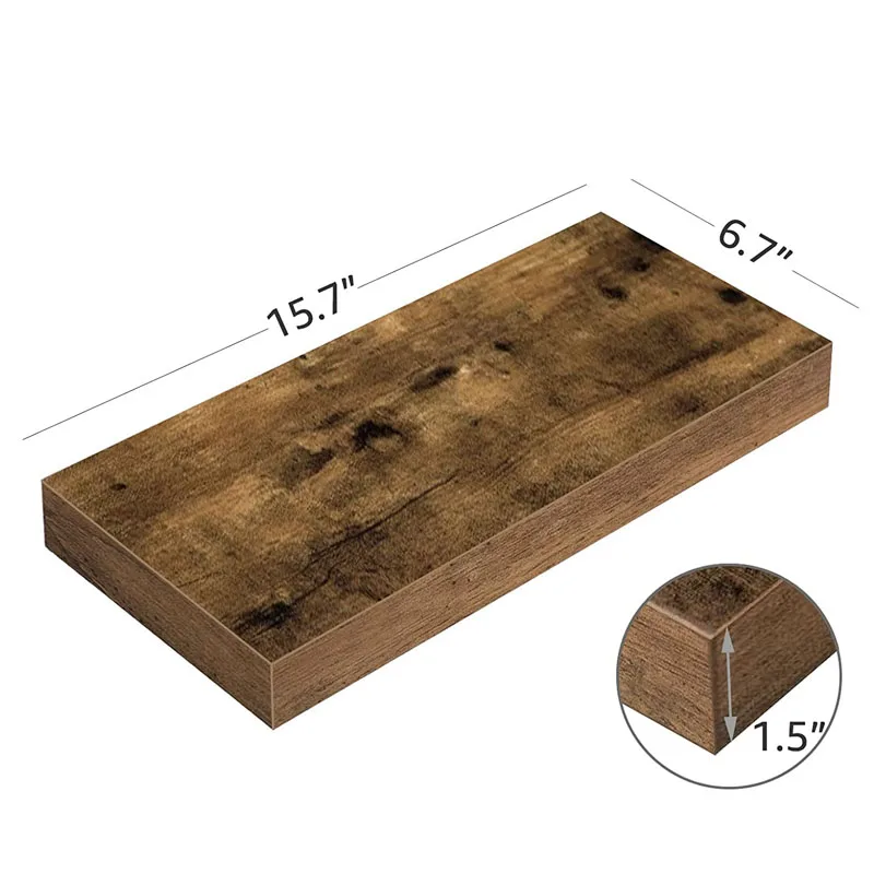 Wholesale Wood Hanging Rectangle Wall Shelves Floating Bookshelves for Living Room Decor