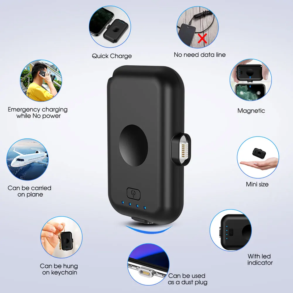 
Factory finger wirless charger power bank custom logo 10W Fast Charging 4 in 1 Rechargeable 10000mah Magnetic mini power banks 