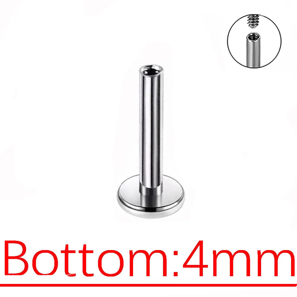 16G Ear Stud Base G23 Titanium For Labret Lip Piercing Ring Earrings Base Lip Piercing Accessory Thread Nose Stud Body Jewelry