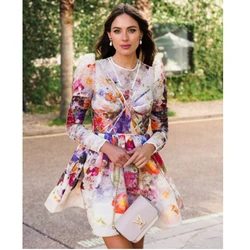 bettergirl Spring Full Sleeve Floral Casual Dress Women High Waist Ruffles Midi A-Line Dress Panelled Mini Dress