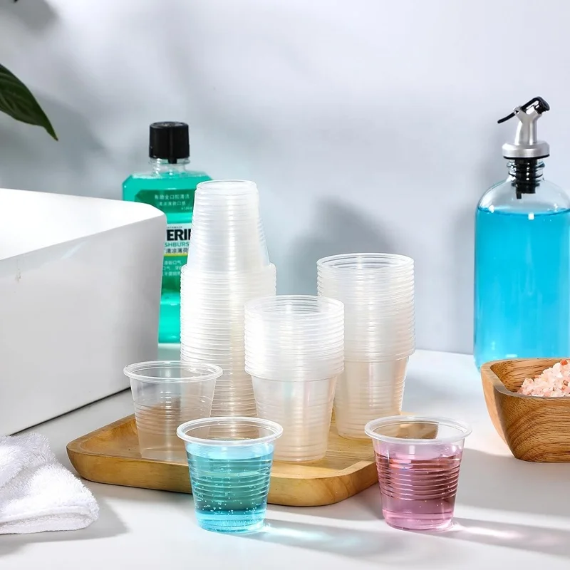 factory wholesale small disposable clear plastic bathroom mouthwash cups 3 oz  pp drinking washing cups