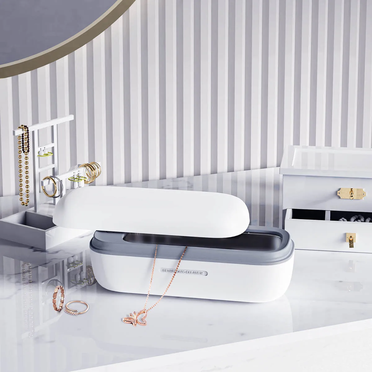 Portable Ultrasonic Machine Heating And Drying Denture Ultrasonic Cleaner Retainer Machine For Cleaning Jewelry Ring Diamond