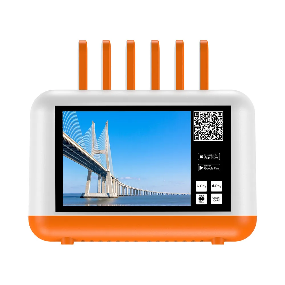 Portable 6 slots mobile phone rental power bank share station lock for restaurant hotel bar