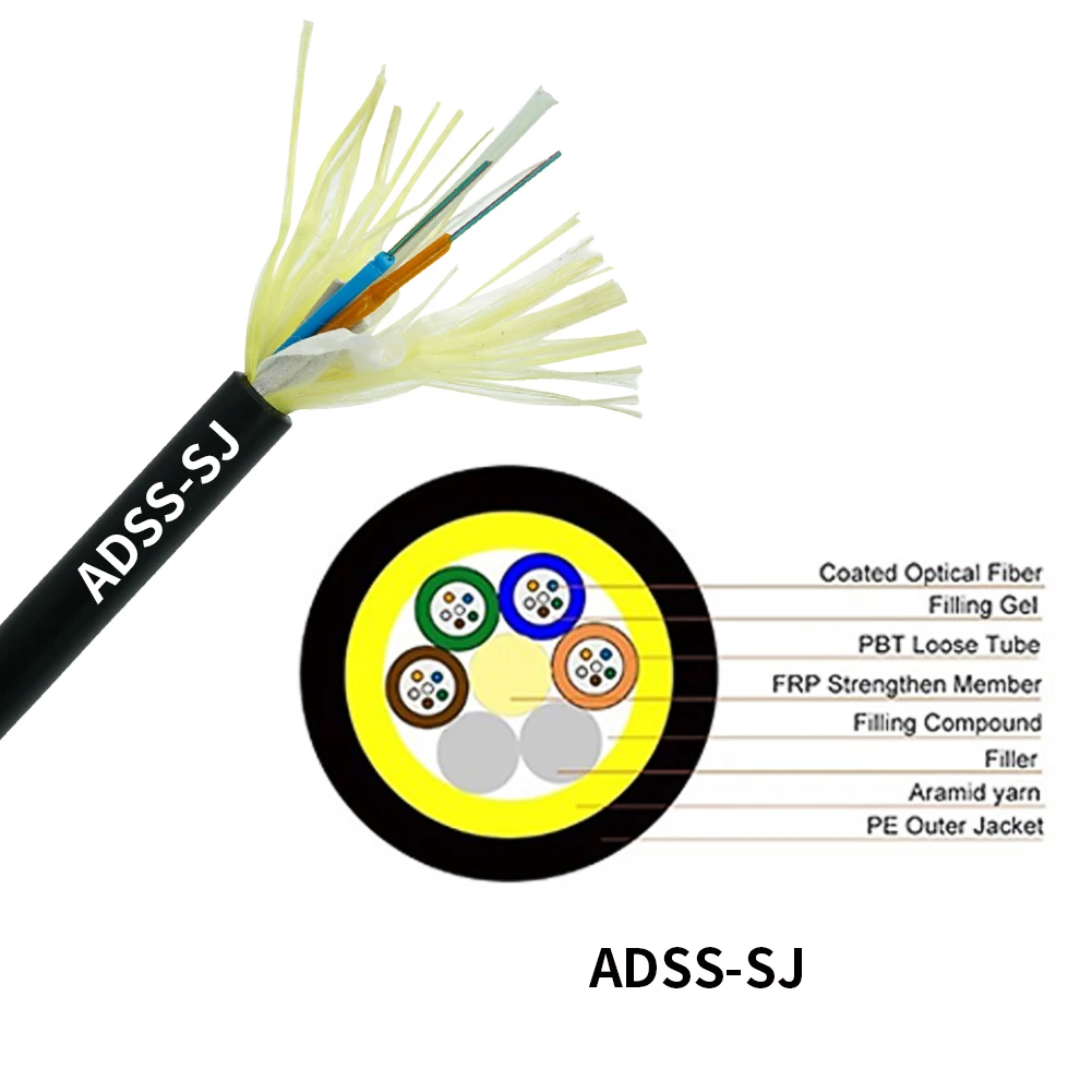 FTTH fibra optica adss 48 hilos Communication Single-mode Multi-mode Fiber Optic Cable