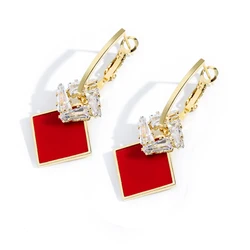 2021 new style AB asymmetric earrings temperament tassel long earrings