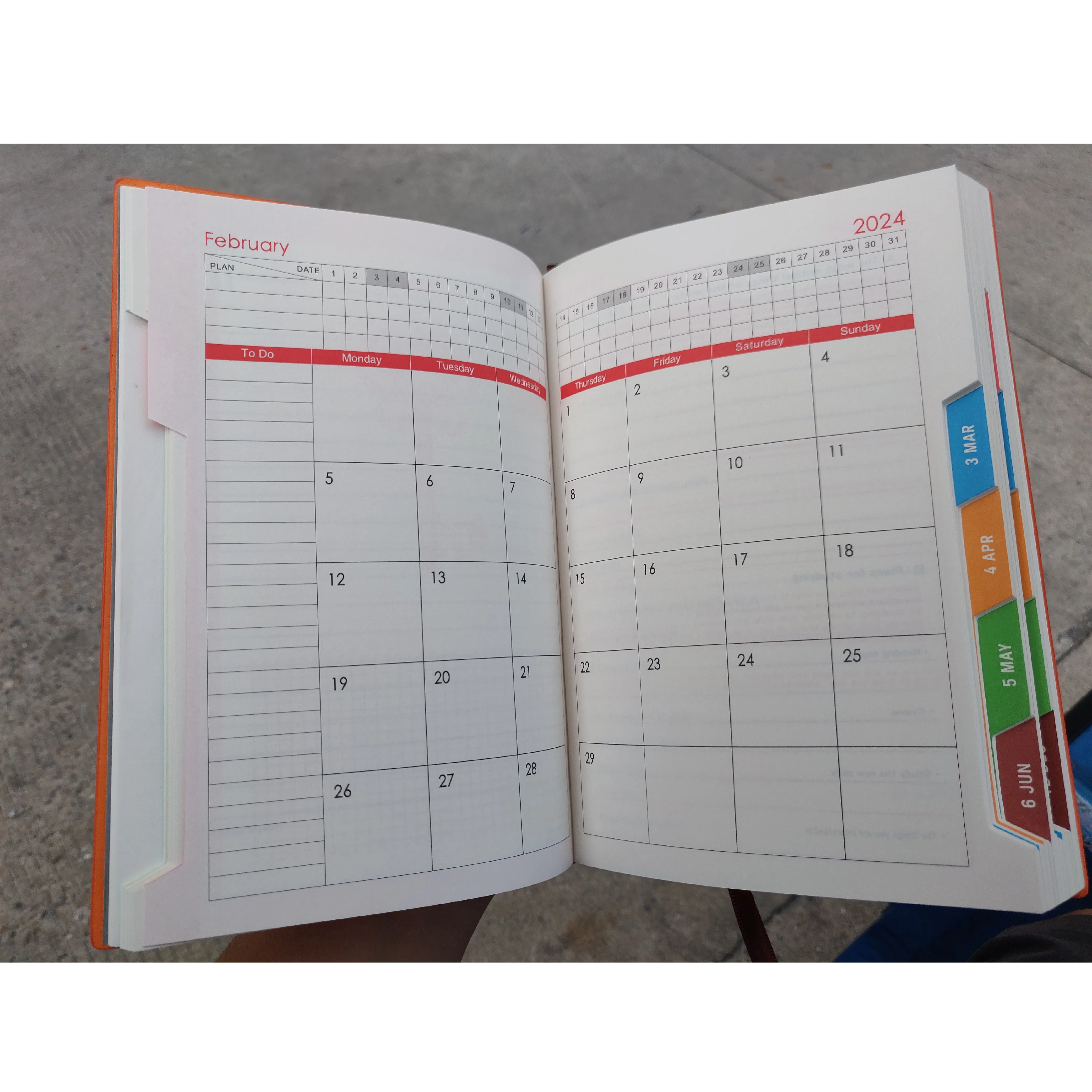 2024 colorful a5 daily planner custom logo print agenda pu leather notebook pen holder journal everyday business school diary