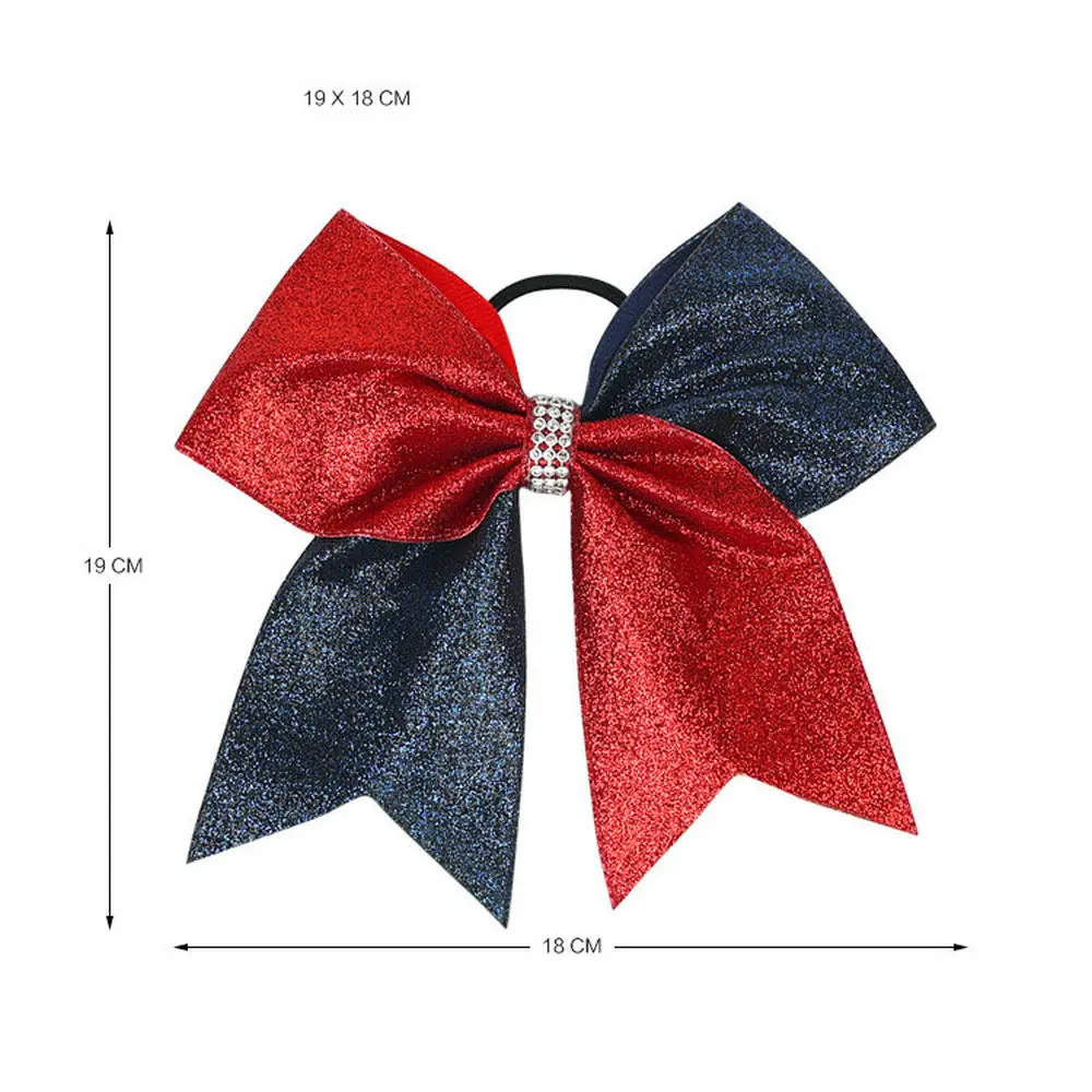 7 Inches Fashion Sparkling Glitter Cheer Leading Hair Bow Glitter Grosgrain Ribbon Bows Hair Band Hair Tie For Girls And Women