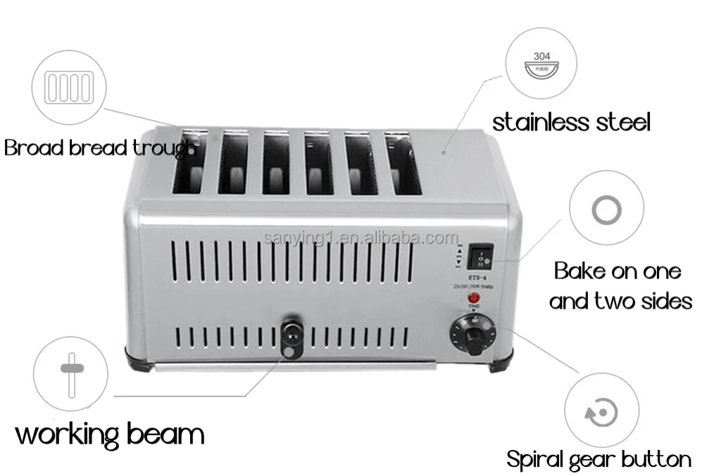 Commercial Small Electric Sandwich Toaster 6 Slice Pop Up Smart Toaster
