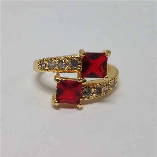 
Wholesale Custom Women Metal Finger Red Stone Ring Open Ring Korea 