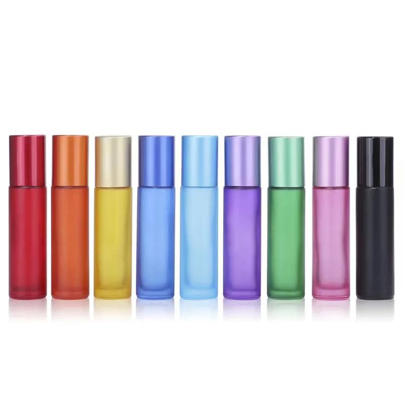 10ml Multicoloured Essential Oil Perfume Glass Roll on Bottle with Stainless Steel Roller