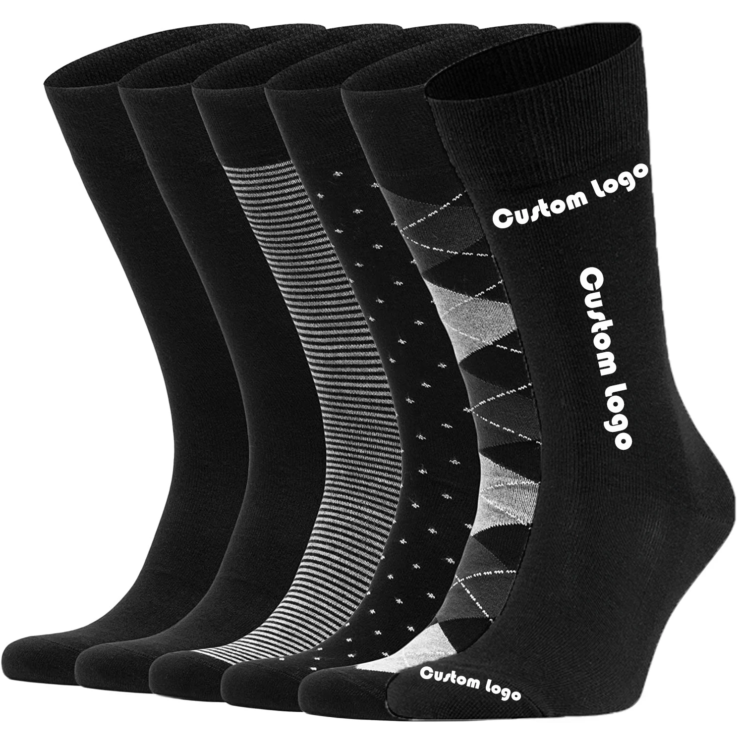 Custom Logo High Quality Dress Crew Socks Manufacturer Wholesale Men Black Cotton Business Socks for Men