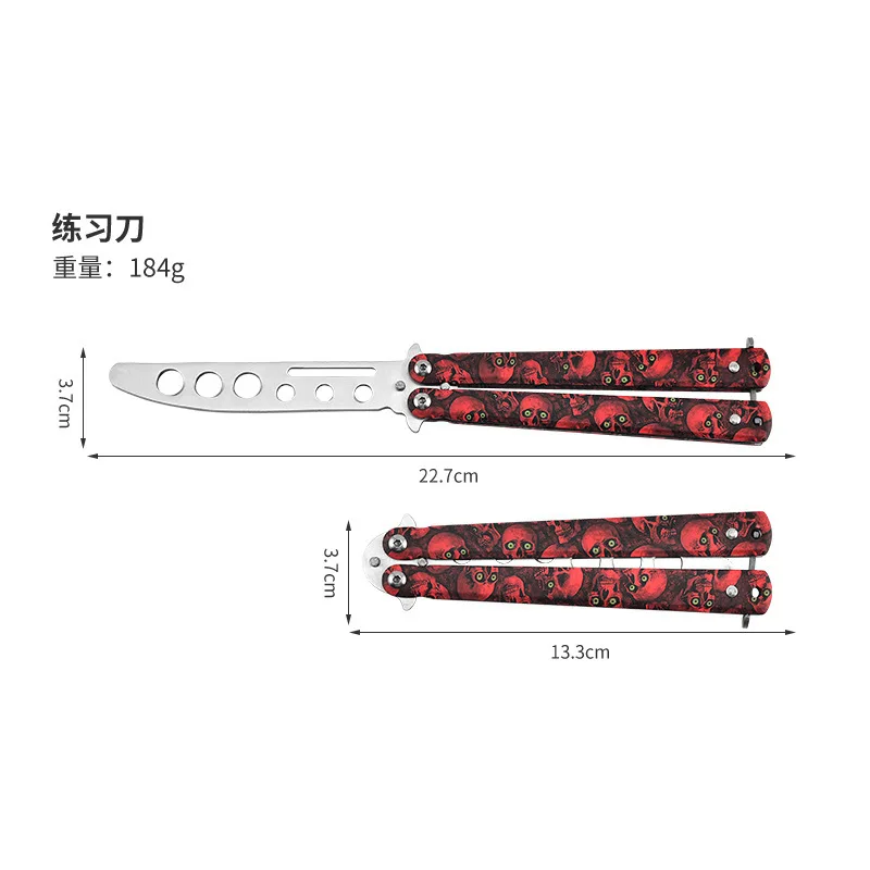 CSGO Game Double Tip Butterfly Knife Tool Stainless Steel Training without Cutting edge Practice Folding knife