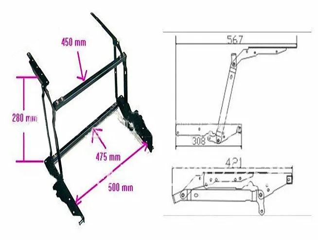 High Quality Buffer Unilateral Lifting Frame Customizable Coffee Table With 30Kg Bearing Capacity For Versatile Applications